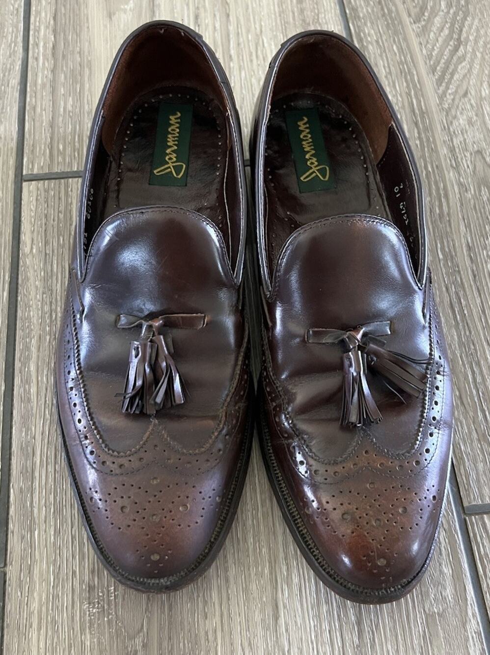 Jarman Men's Slip On Loafer Sz 9 E Leather Wingtip Tassel Burgundy Shoe 54392